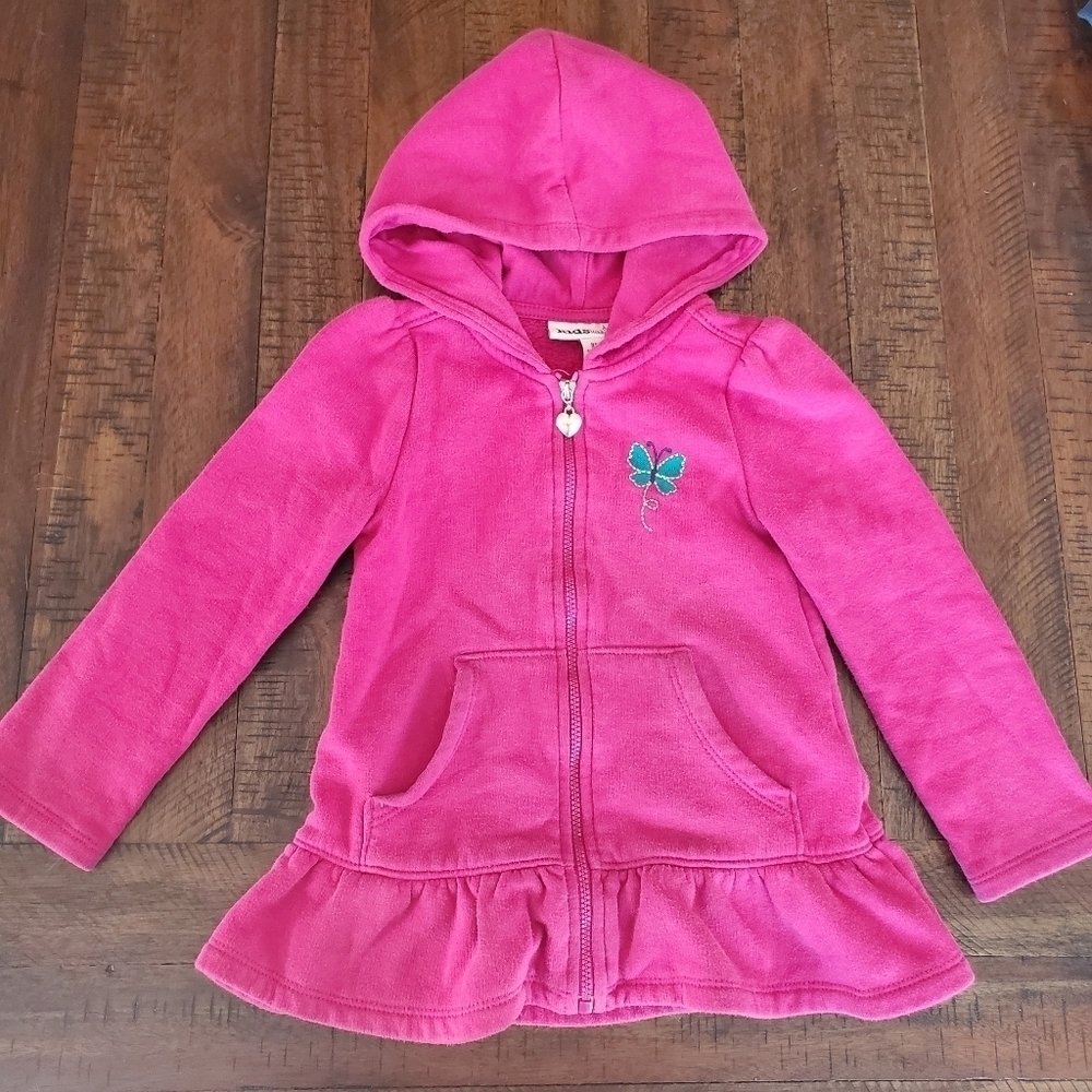 Kids Headquarters Pink Hooded Jacket Coat Heart Zipper 3T